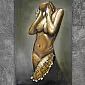 Tableau métal mural 3D, femme acte 2, 60x100 cm