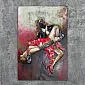 Danse passionnée - Art mural en métal 3D – image de robe rouge texturée, dimensions 120x80 cm