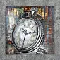 3D-Metallkunst, eine alte Uhr, 100x100 cm