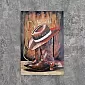 Arte de pared 3D hecho de acero, decoración rústica de pared occidental con sombrero de vaquero, botas y cuerda, alto 90 cm, ancho 60 cm