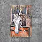 3D kovová nástěnná dekorace, bílý kůň, 90x60 cm