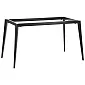 Tavolo classico con struttura trapezoidale in acciaio di colore nero o grigio, altezza 72,2 cm, dimensioni 115 cm x 64 cm