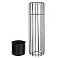 Metal designed flower pot made of steel rods black color and plastic basket black color, width 20 cm, height 70 cm