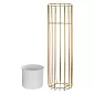 Suporte de flores de aço com hastes douradas e vaso branco – altura 70 cm, largura 20 cm