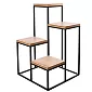 Portapiante a quattro livelli in metallo e legno di rovere, altezza 68 cm, dimensioni base a terra 40 cm x 40 cm
