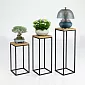 Support pour plantes carré de différentes hauteurs 50 cm, 60 cm ou 70 cm, table d'appoint blanche ou noire avec plateau en chêne