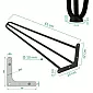 Dekoratív asztallábak 3 tömör acél rúdból, átmérő 10 mm, magasság 61 cm, fekete, fehér, szürke vagy arany színű