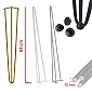 Potes de taula fets de tres barres d'acer massís, diàmetre de 12 mm, alçada de 61, joc de 4, colors negre, blanc, gris o daurat