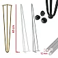 Üç katı çelik çubuktan yapılmış masa ayakları, çapı 12 mm, yüksekliği 61, 4'lü set, siyah, beyaz, gri veya altın rengi