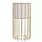 Metal designed flower pot made of steel rods golden color and plastic basket white color, width 20 cm, height 46 cm