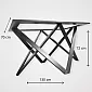 Structure de table en acier 3D fabriquée à la main Triangles avec support supérieur, pour grandes tables, longueur 130 cm, largeur 70 cm, hauteur 72 cm