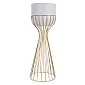 Metalldesignad blomkruka gjord av stålstänger gyllene färg och plastkorg vit färg, bredd 20 cm, höjd 55 cm