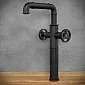 Industrial style single-jet faucet made brass, black colour, height 32 cm, spout length 15 cm
