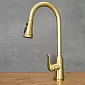 Grifo de acero inoxidable, Caño extraíble, altura 46 cm, largo de caño 17,5 cm, color: Latón Antiguo