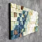 3D-Wandkunst aus Holz, abstraktes Mosaik, Maße 122 cm x 55 cm