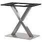 Х-образное металлическое основание стола стандартной высоты из нержавеющей стали, высота 72,5 см, основание 70х40 см, столешница 40х80 см.
