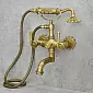 Pirinç banyo bataryası, duvara monte, yükseklik 34 cm, genişlik 20 cm, altın rengi