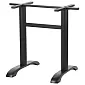 Pied de table central avec deux supports, en acier, coloris noir, hauteur 73 cm, dimensions plan de montage 40x54 cm, base 58x61 cm