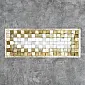 Obra d'art en 3D, art metàl·lic, mosaic de to daurat, 55x145 cm