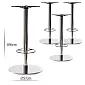 Pies de mesa centrales HORECA para mesas de bar con soporte para patas, fabricados en acero inoxidable, altura 106 cm, pulido o satinado, 4 piezas, para tableros de hasta D90 cm