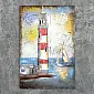Arte em metal 3D Veleiro no mar e farol, dimensões 120x80 cm