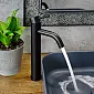 Grifo para lavabo de pie de estilo minimalista moderno, altura 29,5 cm, longitud del caño 9,5 cm