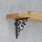 Cast iron shelf brackets, 11 × 13 cm, decorative leaf and scroll design - set of 2