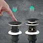 Tapón de desagüe para fregadero emergente con rebosadero, fabricado en latón, en color negro, 19 cm o 21 cm
