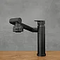 Rubinetto da cucina girevole a 360 gradi in acciaio inox, altezza 20,5 cm, lunghezza del beccuccio 20 cm, colore nero, opaco