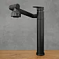 360 graders roterende køkkenhane lavet af rustfrit stål, højde 30,5 cm, tudlængde 20 cm, farve sort, mat