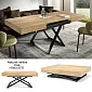 Multifunctional extendable coffee table and dinnig table with adjustable 27-80 cm height, 3 in 1 lengths 120 cm / 160 cm / 200 cm,  laminate top colours black, white, oak, concrete