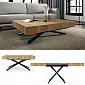 Adjustable height table 27-80 cm, adaptable extendable table 120-200 cm, solid oak wood top, space-saving modern furniture