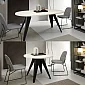 Tavolo da pranzo rotondo estensibile, diametro 120 cm, lunghezza tavolo esteso 158 cm, 196 cm, altezza 76 cm, gambe in metallo nero o bianco, piano laminato, scelta di diversi colori