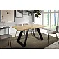Personaliséierbaren ausziehbare Iessdësch – Moderne laminéiert Plack, schwaarz/wäiss Pudder-beschichtet Metallbeen, ausklappbar 140-240 cm, 6 Faarwen