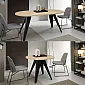 Mesa de jantar extensível redonda, diâmetro 100 cm, comprimento da mesa extensível 138 cm, 176 cm, altura 76 cm, pernas de metal pretas ou brancas, tampo laminado, escolha de cores diferentes