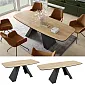 Tavolo da pranzo rettangolare arrotondato estensibile - 180/220 cm, larghezza: 90 cm, altezza 76 cm, gambe moderne in metallo nero, piano laminato resistente in 6 colori