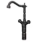 Staande wastafelkraan van zwart messing, hoogte 39 cm, uitlooplengte 18,5 cm