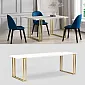 Mesa de jantar retangular extensível com pernas de aço dourado, 3 tamanhos em uma mesa, comprimento 120 cm / 140 cm / 160 cm, extensível com incremento de 50 cm, comprimento máximo da mesa estendida 220 cm / 240 cm / 260 cm, cores do tampo laminado preto, branco, carvalho, mármore, concreto