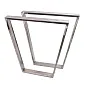 Trapezform Dëschbeen aus poliertem Stol, Héicht 72 cm, Breet 50, 2 Been am Set