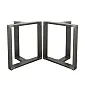3D industriële stalen tafelpoten, rechthoekig profiel, hoogte 45 cm, breedte 40 cm, diepte 17 cm, zwart met staallook, set van 2