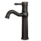Høy, stående servantkran i sort messing med svingbar tut – satengfinish, høyde 29 cm, tutlengde 20 cm