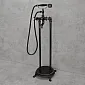 Rubinetto da pavimento per vasca da bagno in ottone, colore: nero satinato, altezza 101 cm