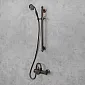 Sistema doccia in stile retrò, ottone, colore nero, satinato, altezza 65 cm