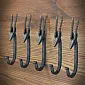 Kleederbügel-Set 5 Stéck, geschmied Metall, Schofskopf, Héicht 10 cm