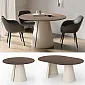 Table à manger extensible moderne de ronde à ovale – Design transformateur gain de place avec base conique en acier et plateau laminé (2 à 8 places), différentes couleurs
