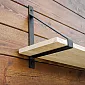 Stol Regalstëtze, Klammer, Faarf: Stolgréng, Héicht 30 cm, riicht Wénkelen, Längt 21 cm, Set vun 2 Stéck