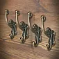 Vintage Wandhaken – Set aus 4 langlebigen Gusseisenhaken, antike Bronzeoptik, Höhe 13 cm – rustikale dekorative Haken für Flur, Badezimmer oder Kleiderschrank