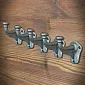 Cast iron clothing hooks, set of 5, wall-mounted hangers, height 7.5 cm