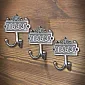 Gusseisen Doppelter Kleiderhaken 12,5 cm Set mit 3 Stück – Stahl Wandmontage Haken mit Schrauben
