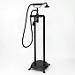 Grifo de baño independiente de suelo de latón, color negro satinado, altura 104 cm